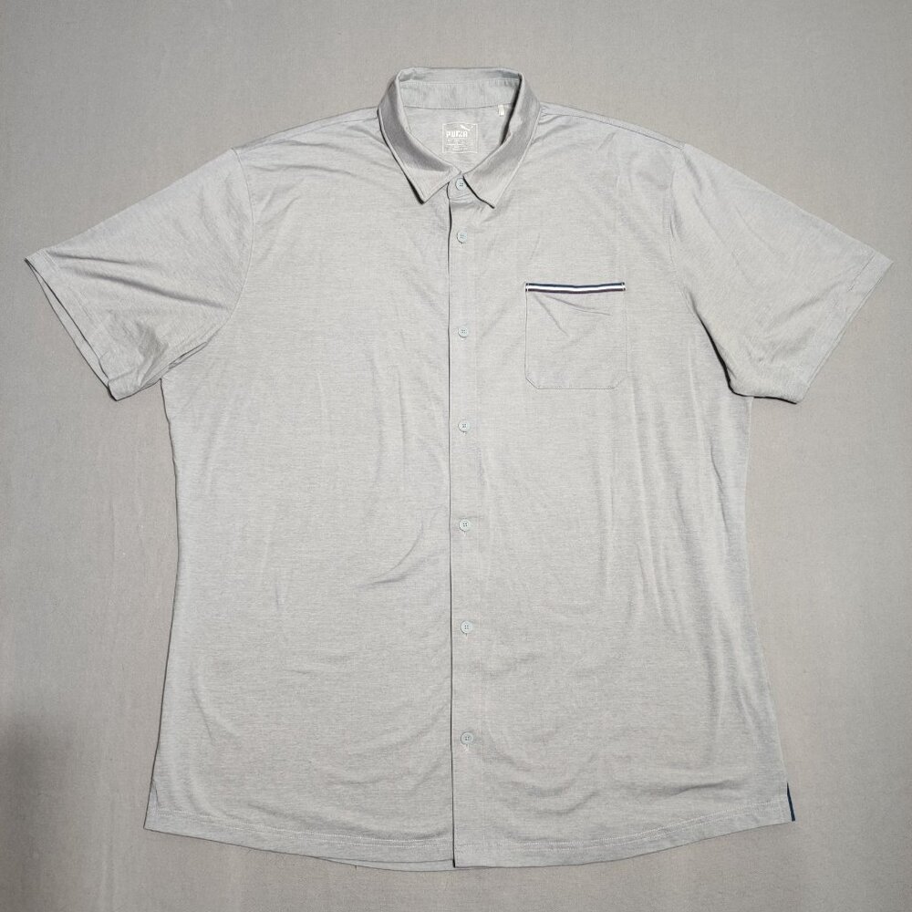 Puma button down shirt men's size XL grey colour sporty